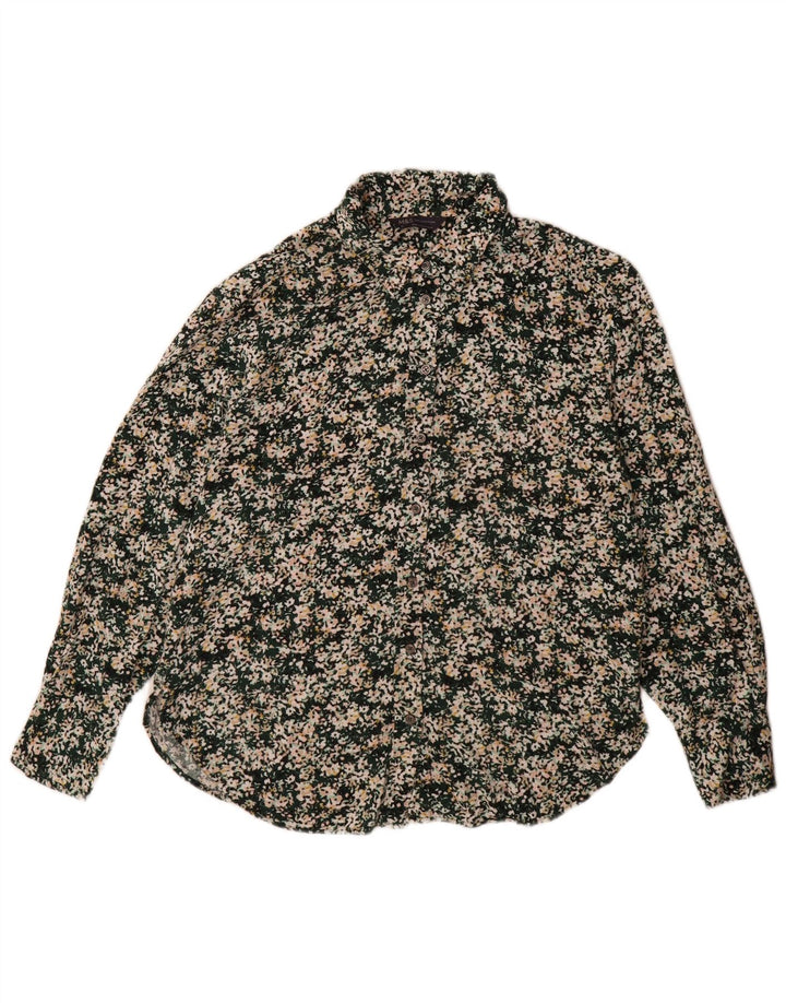 Camicetta camicia oversize da donna Marks & Spencer UK 10 piccolo verde floreale