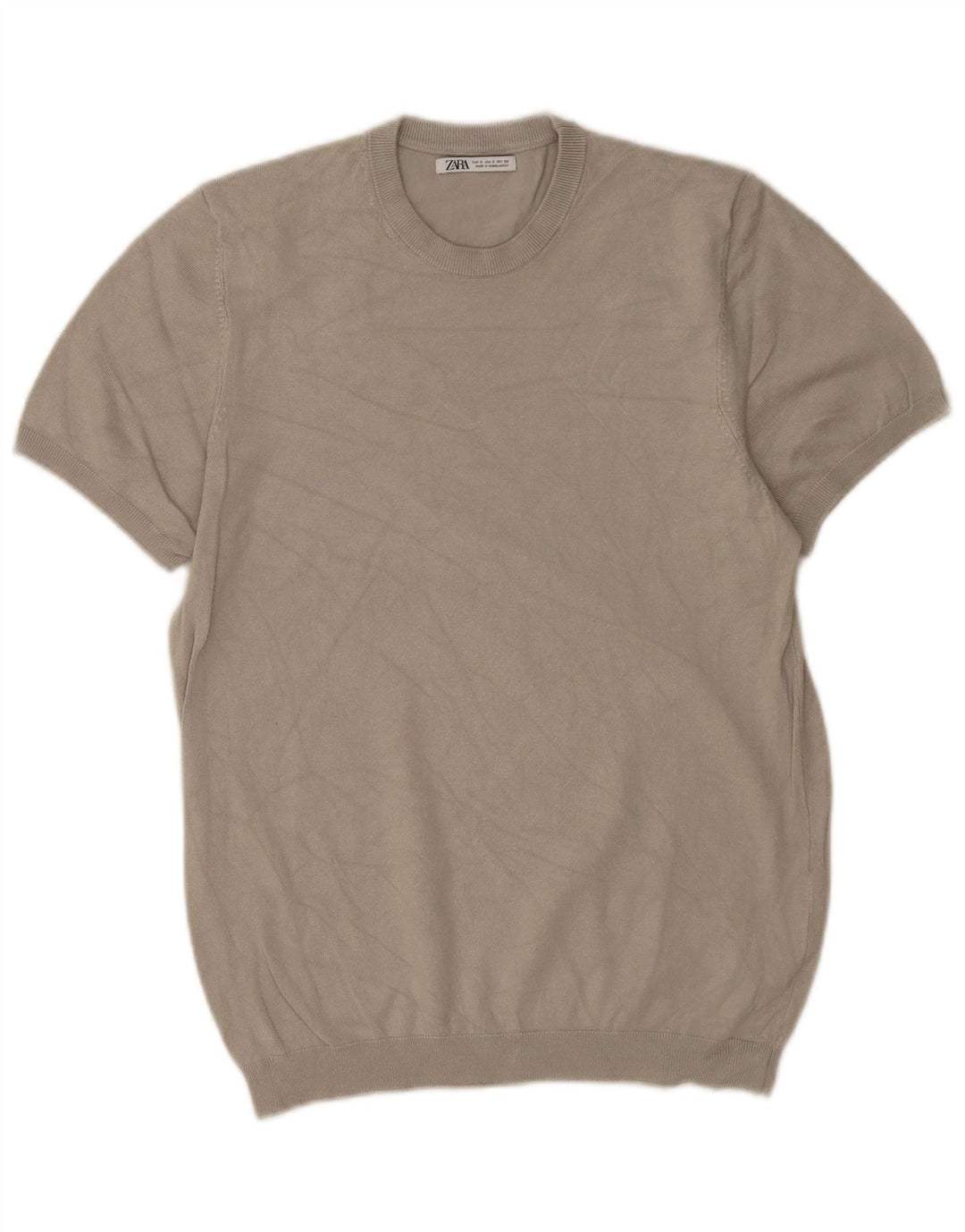 Maglione Zara da uomo girocollo a maniche corte girocollo piccolo in viscosa grigia