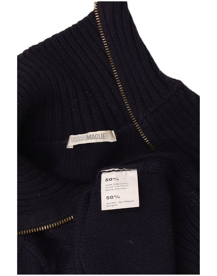 Maglione da donna con collo con zip Nara Maglie UK 14 Lana blu navy media