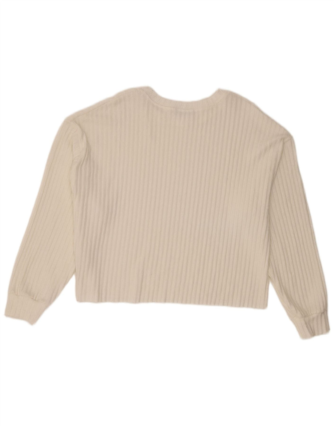 Maglione corto con scollo a barca da donna Zara UK 14 Poliestere bianco medio