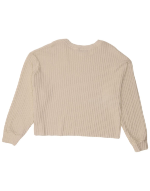 Maglione corto con scollo a barca da donna Zara UK 14 Poliestere bianco medio