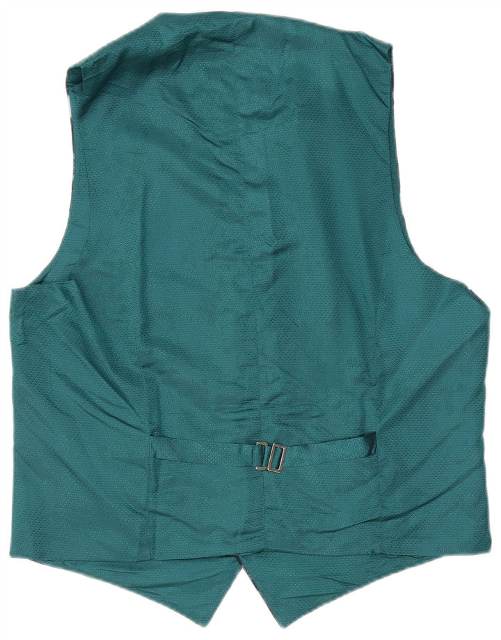WILVORST Mens Waistcoat EU 40 Medium Turquoise Geometric