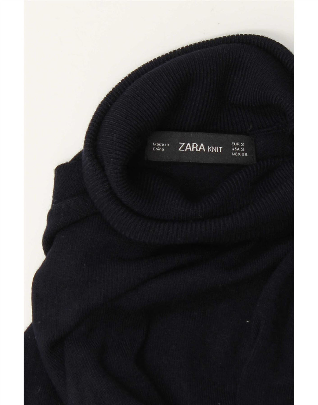 Maglione maglione collo alto da donna Zara UK 10 piccolo blu navy