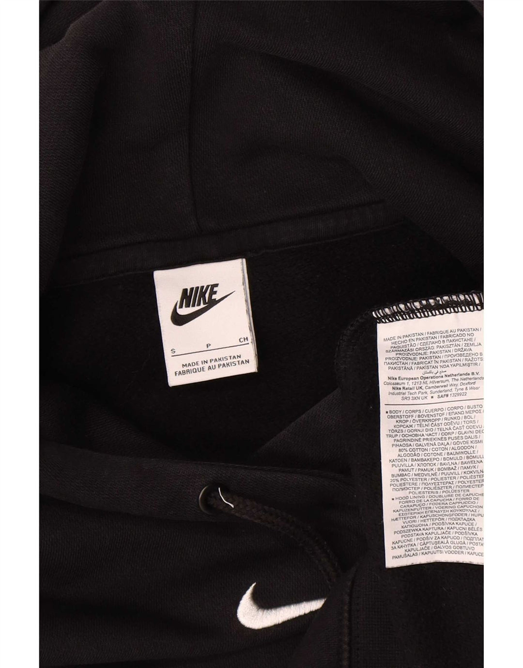 Felpa con cappuccio oversize da uomo Nike Small in cotone nero