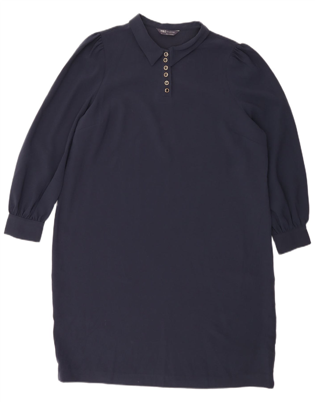 Abito a trapezio a maniche lunghe da donna Marks & Spencer UK 18 XL poliestere blu navy