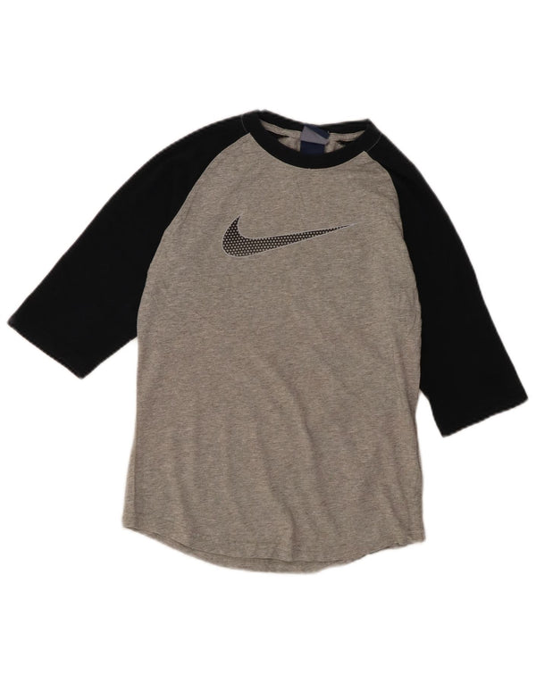 Top grafico Nike per ragazzi, maniche a 3/4, 10-11 anni, cotone color block grigio medio