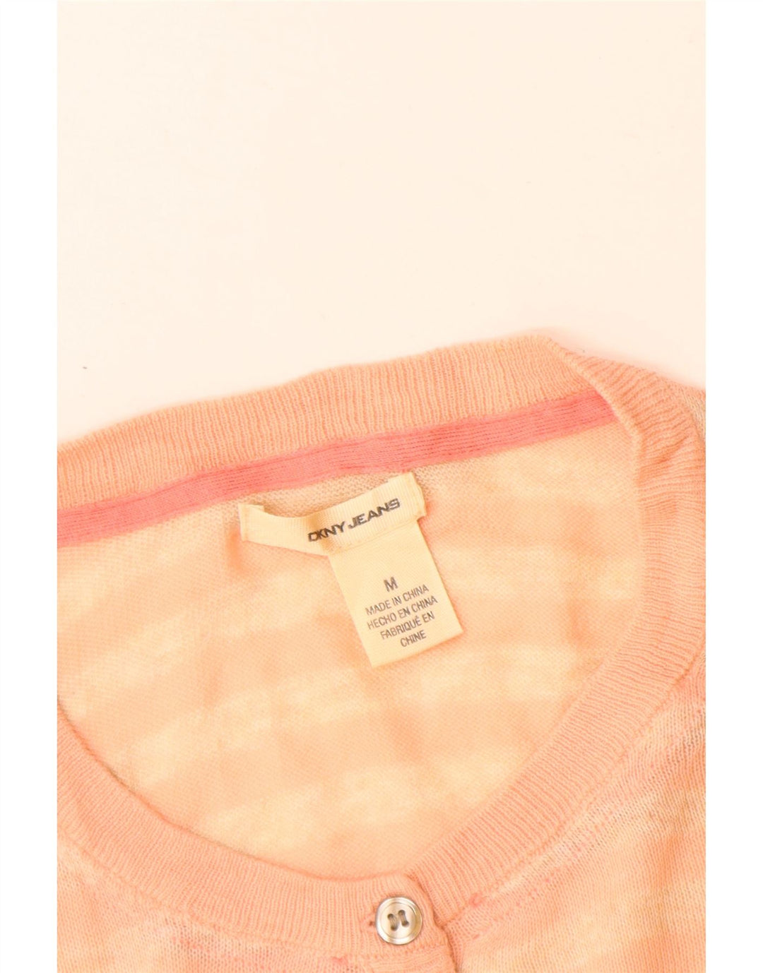 Maglione maglione girocollo da donna Dkny UK 14 Cotone a righe rosa medio