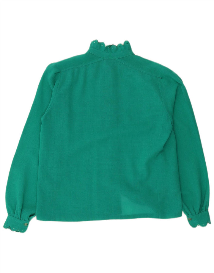 Camicetta camicia vintage da donna UK 16 grande turchese