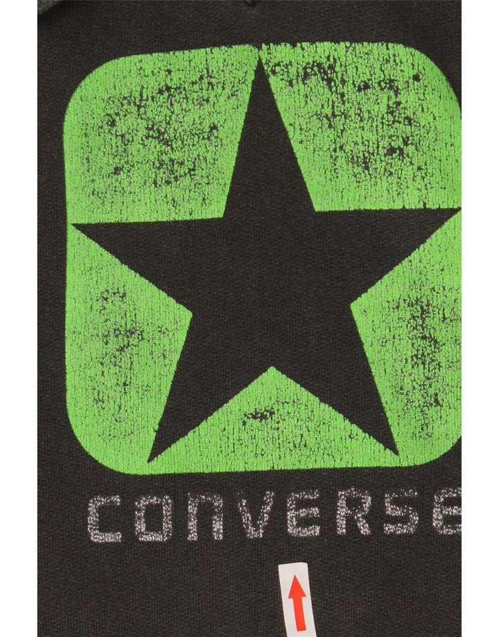 Felpa con cappuccio grafica da uomo Converse in cotone grigio medio
