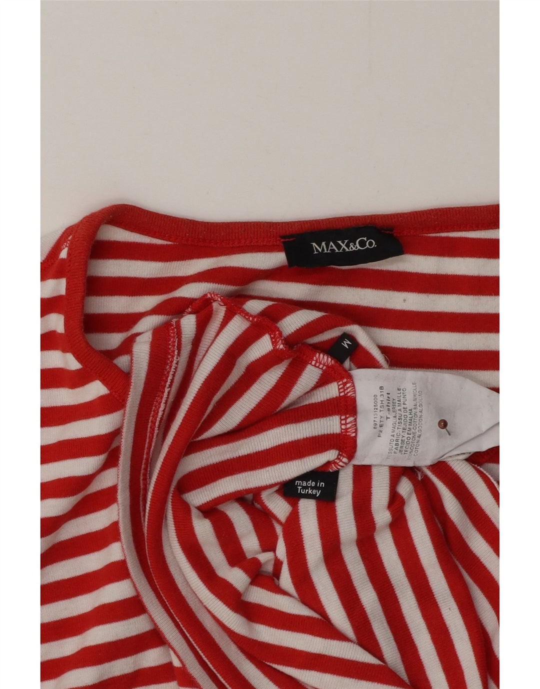 Max & Co. T-shirt grafica da donna Top UK 12 Cotone a righe rosse medie