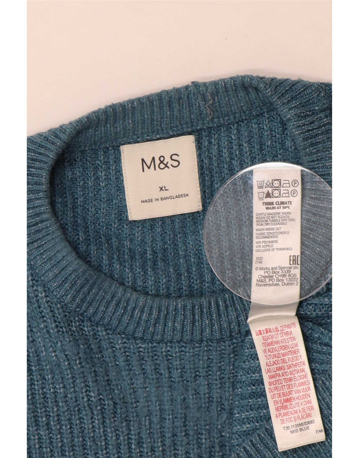 Maglione maglione girocollo da uomo Marks & Spencer XL blu in poliammide
