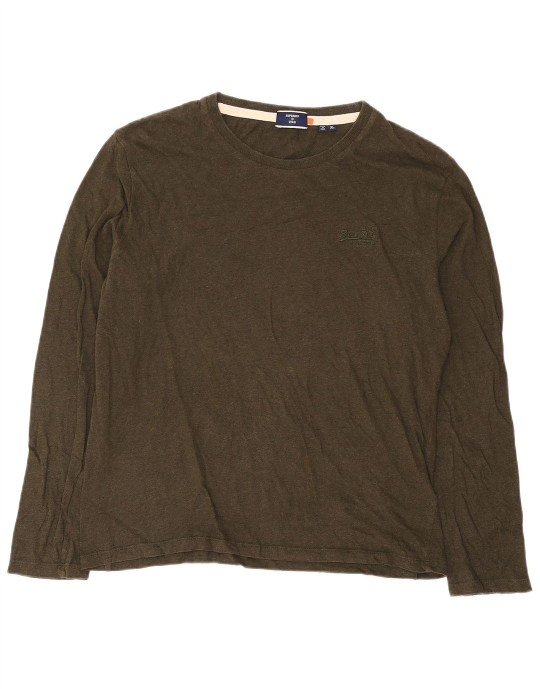 Top da uomo a maniche lunghe Superdry XL in cotone kaki