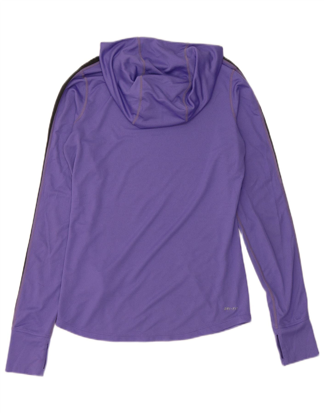 NIKE Top da donna Dri Fit con cappuccio a maniche lunghe UK 10 Small Purple Colourblock