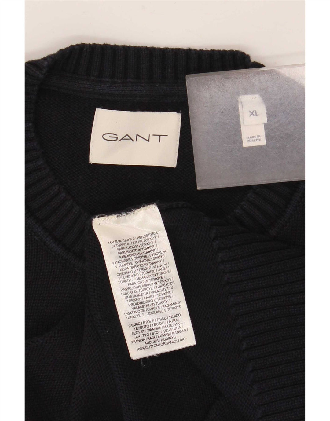 Maglione maglione girocollo da uomo Gant XL in cotone blu navy