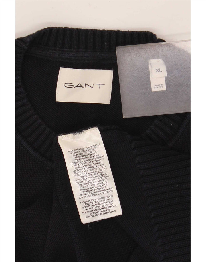 Maglione maglione girocollo da uomo Gant XL in cotone blu navy