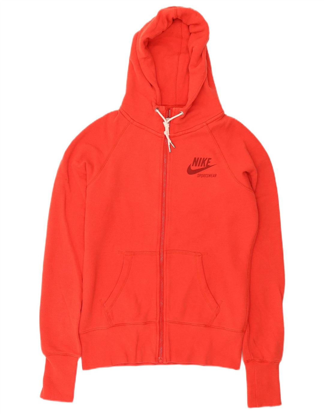 Felpa con cappuccio e zip da donna Nike UK 14 cotone rosso medio