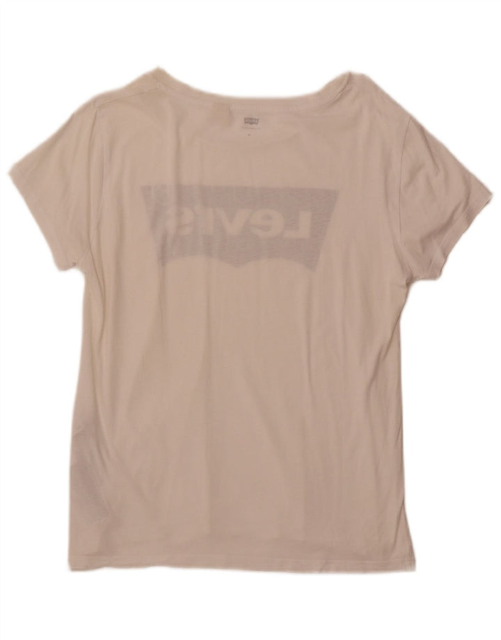 T-shirt grafica da donna LEVI'S Top UK 12 cotone bianco medio