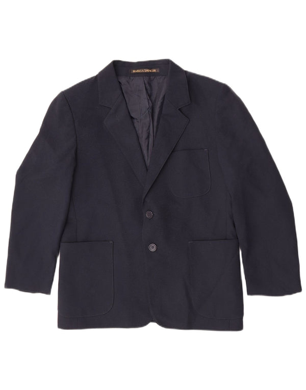 Giacca blazer a 2 bottoni Marks & Spencer per ragazzi 10-11 anni in poliestere blu navy