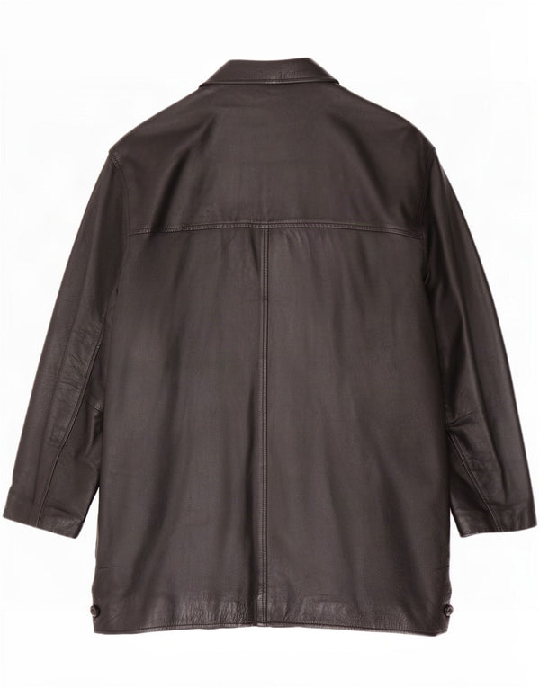 Cappotto in pelle vintage da uomo UK 42 XL Nero