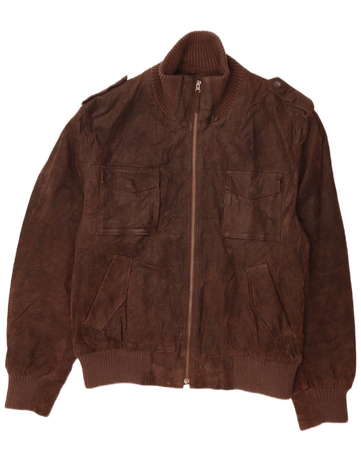 Giacca in pelle militare da uomo Celio UK 44 2XL Marrone