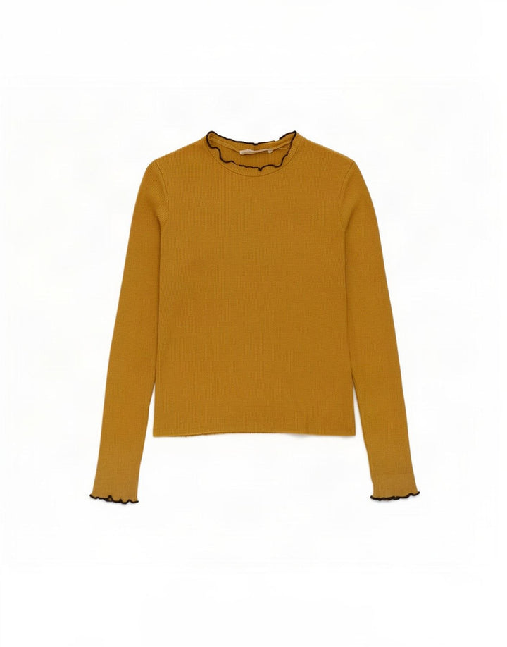 Top Zara Trafaluc da donna a maniche lunghe UK 14 giallo medio