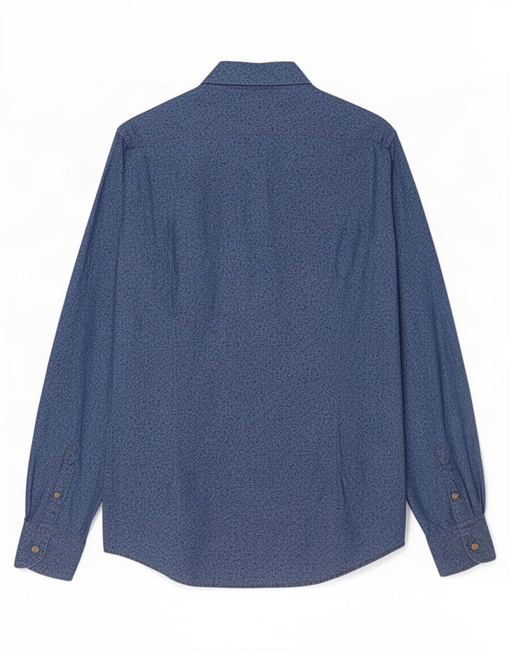 Camicia Uomo Massimo Dutti Piccola Cotone Floreale Blu