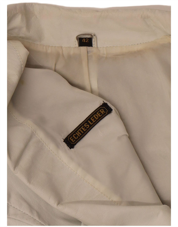 Giacca in pelle militare da donna vintage EU 42 grande in pelle bianca