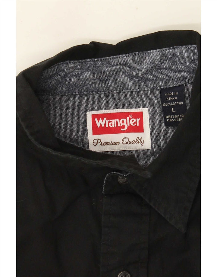 WRANGLER Camicia a maniche corte da uomo grande in cotone nero