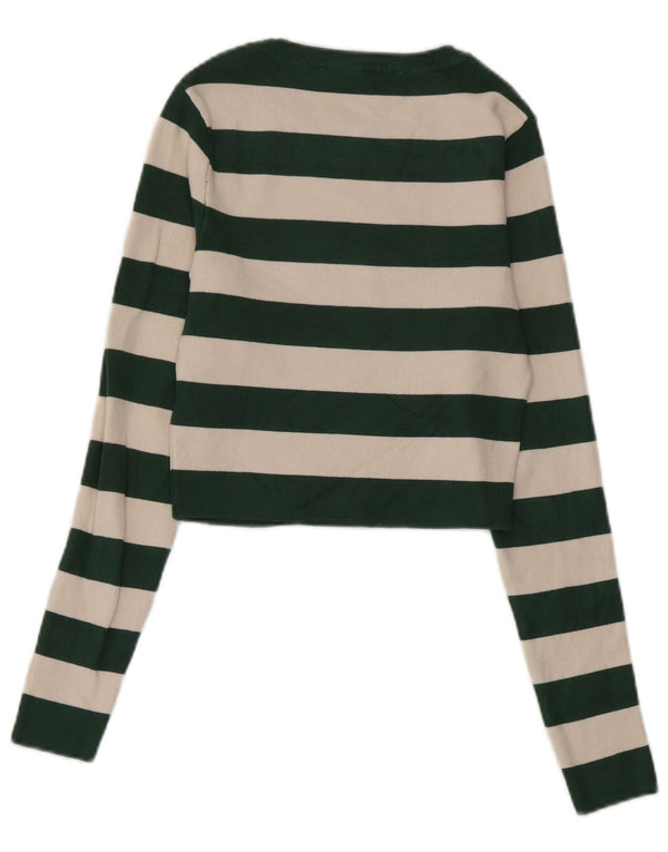 Top corto da donna Zara a maniche lunghe UK 12 Viscosa a righe verde medio