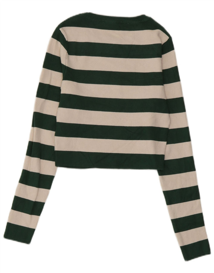 Top corto da donna Zara a maniche lunghe UK 12 Viscosa a righe verde medio