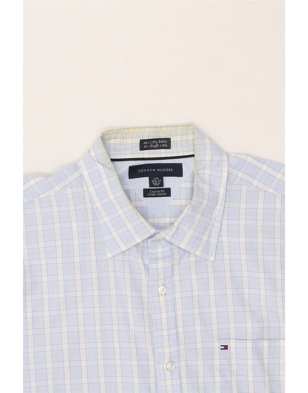 TOMMY HILFIGER Mens Coupe Ajustee Custom Fit Shirt Size 16 1/2 Large Blue Vintage Tommy Hilfiger and Second-Hand Tommy Hilfiger from Messina Hembry 