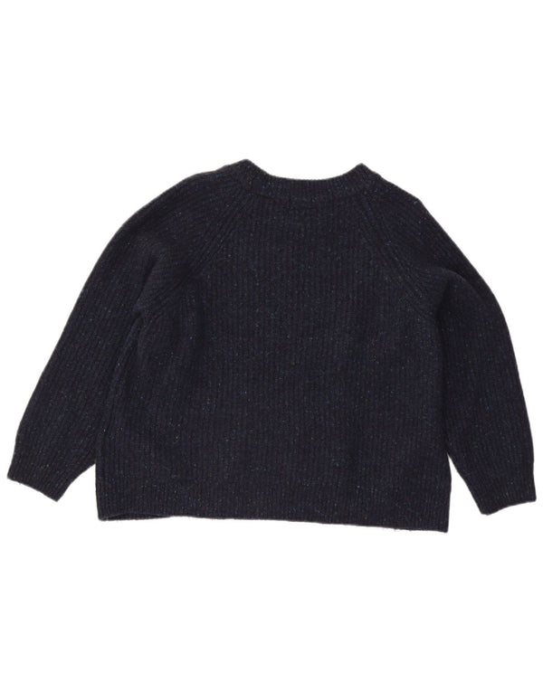 Maglione da donna con scollo a barca Superdry UK 16 Large in lana screziata blu navy