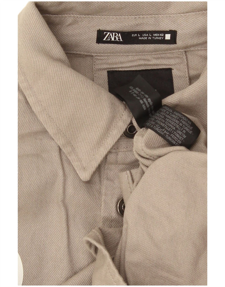 Camicia grafica da uomo Zara grande in cotone grigio