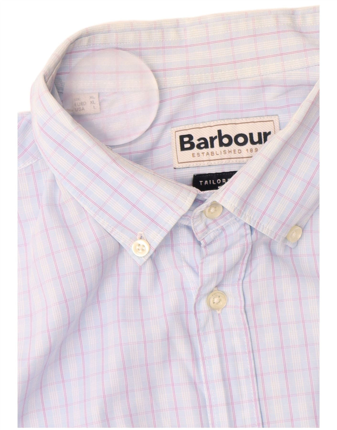 BARBOUR Camicia da uomo su misura XL in cotone a quadretti blu