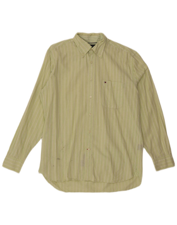 Camicia da uomo Tommy Hilfiger in cotone gessato verde medio