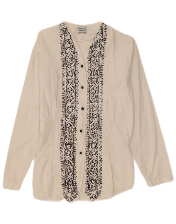 Camicetta da donna Benetton UK 14 Large White Paisley Cotton