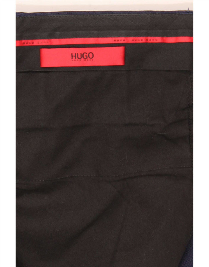 Pantaloni da abito dritti da uomo Hugo Boss W32 L31 Blu Navy