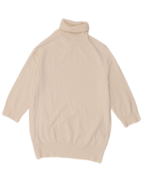 Maglione Zara da donna con collo alto e maniche a 3/4 UK 8 piccolo bianco sporco