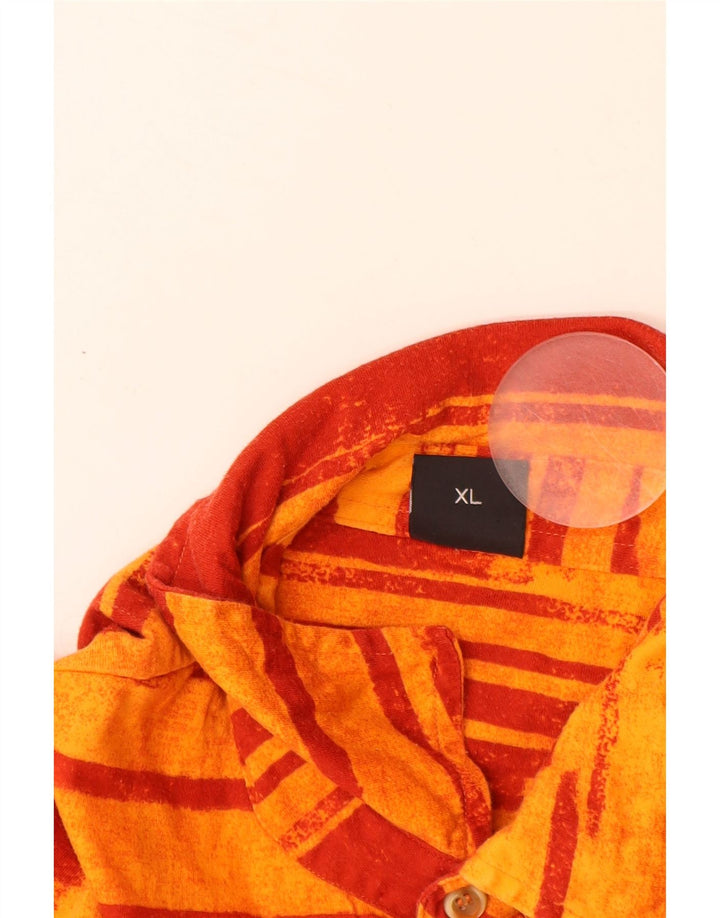 Camicia pullover a maniche corte da uomo HUGO BOSS XL in cotone a righe arancioni