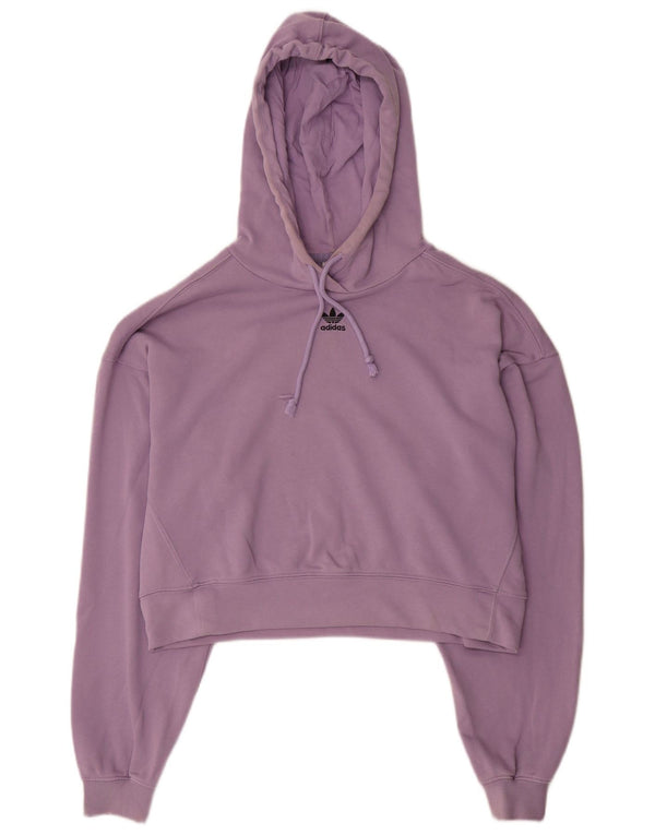 Maglione con cappuccio oversize corto da donna Adidas UK 8 piccolo cotone viola