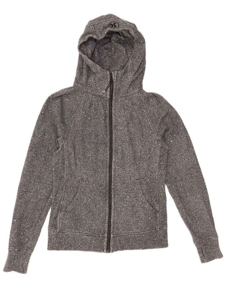 LULULEMON Maglione con cappuccio e zip da donna US 6 Cotone screziato grigio medio