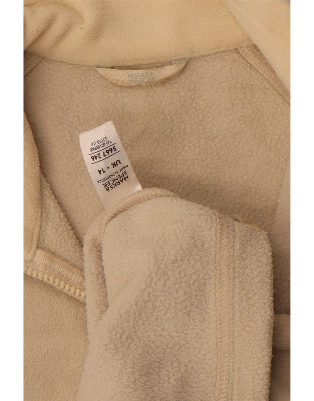 Giacca in pile da donna Marks & Spencer UK 14 Large Beige Poliestere