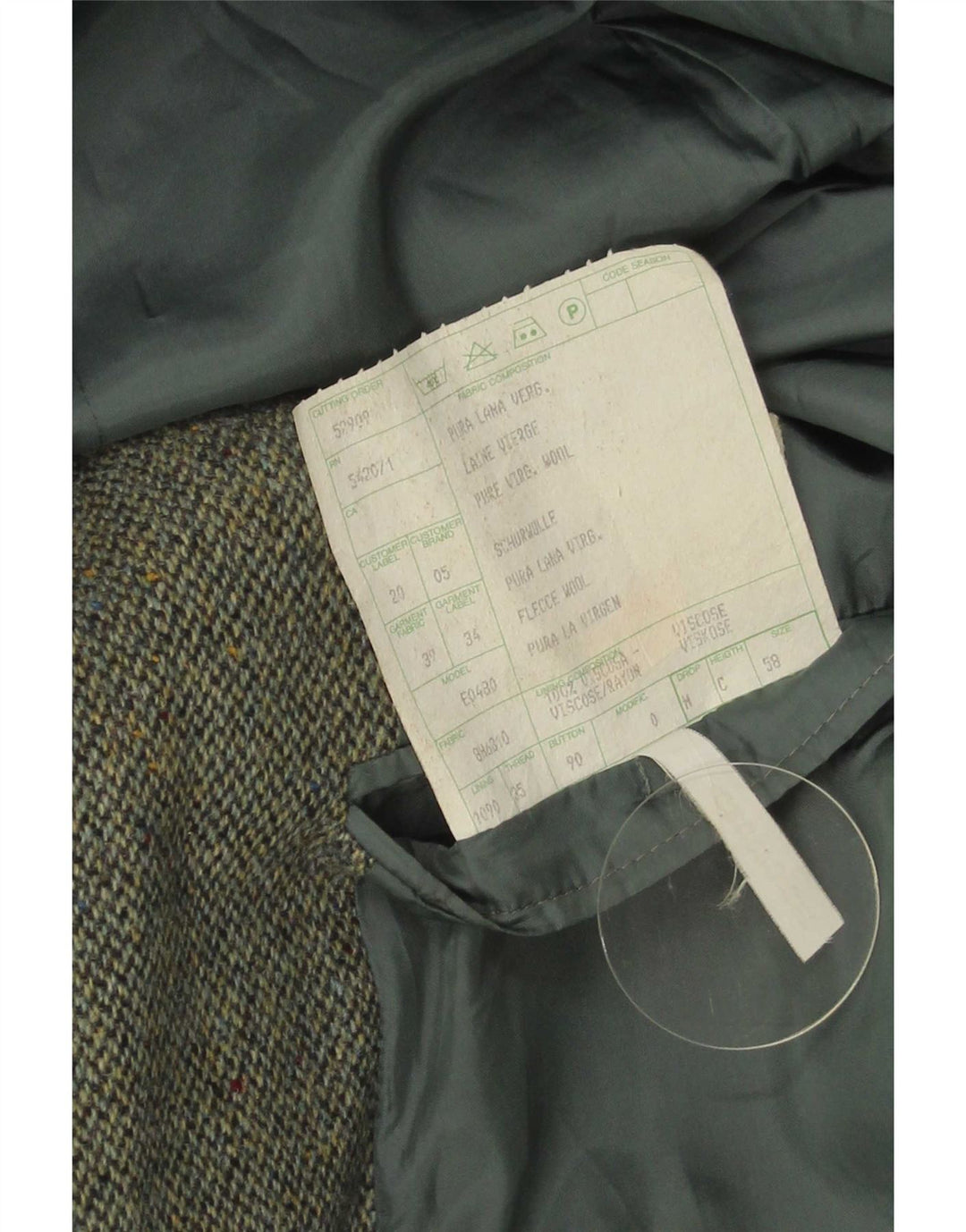 Giacca blazer a 2 bottoni da uomo Facis IT 58 4XL Lana vergine screziata verde