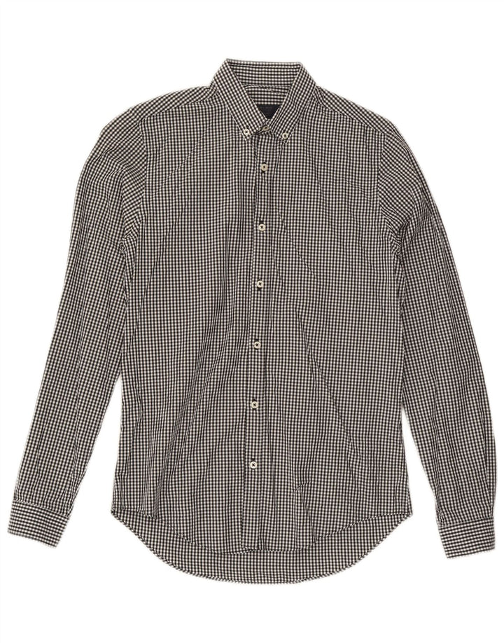 Camicia Zara da uomo slim fit piccola a quadretti nera