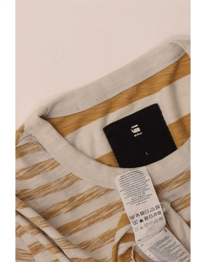 T-shirt da uomo G-Star Top grande in cotone a righe beige
