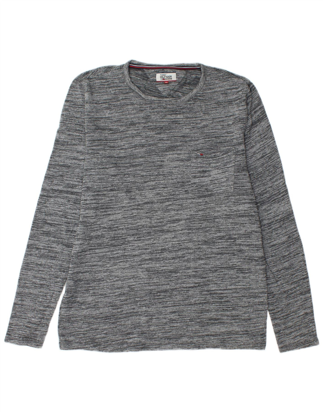 Maglione maglione girocollo da uomo Tommy Hilfiger XL cotone chiazzato grigio