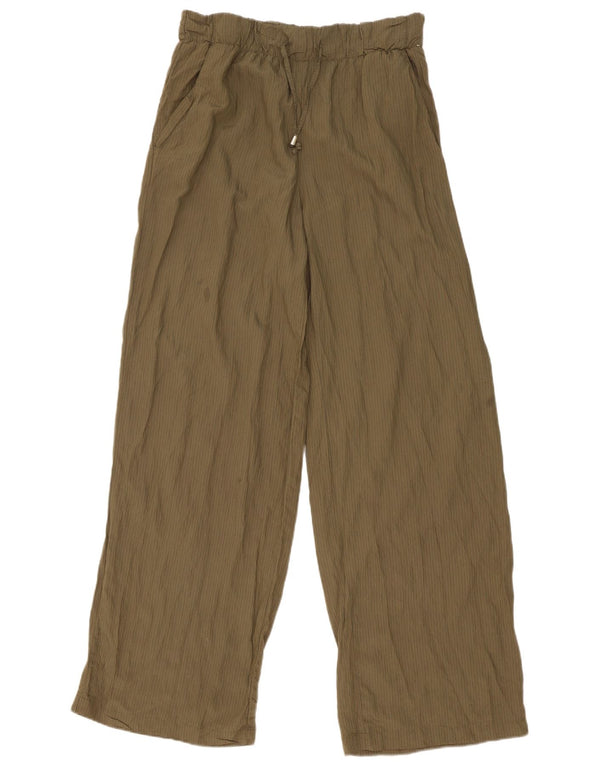 Pantaloni chino a vita alta da donna Zara medi W30 L32 gessato kaki
