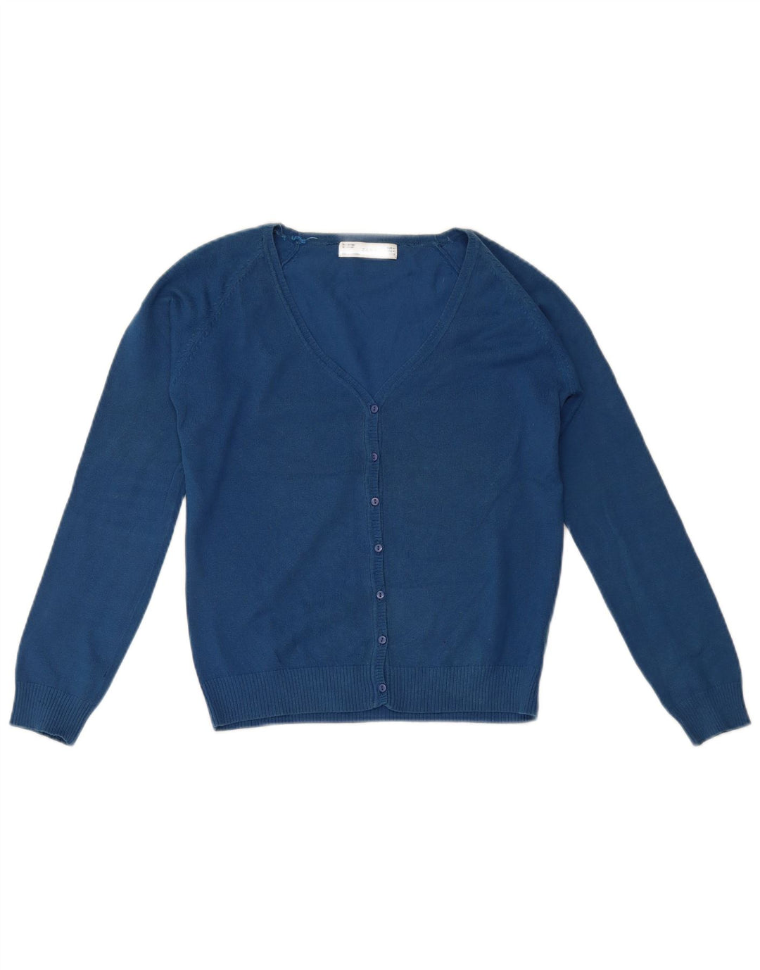 Maglione cardigan da donna Zara UK 12 cotone blu medio