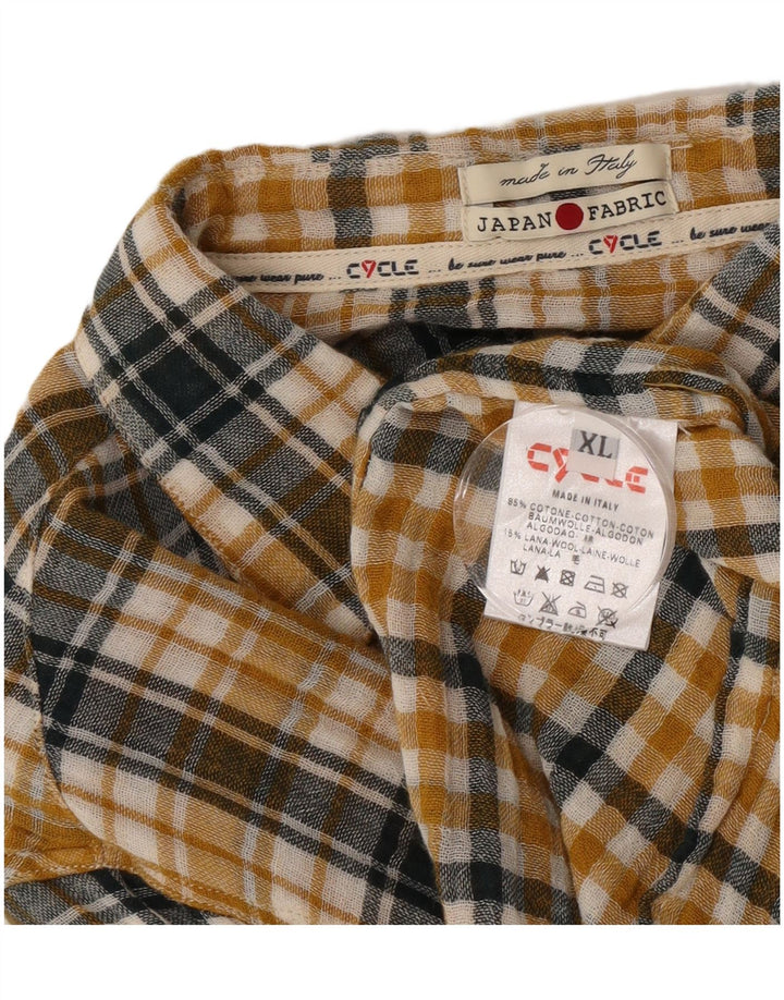 Camicia Cycle da uomo in flanella a quadri XL in cotone a quadri gialli