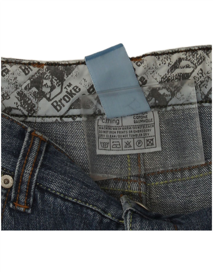Pantaloncini cargo in denim con grafica vintage da uomo W29 piccolo cotone blu